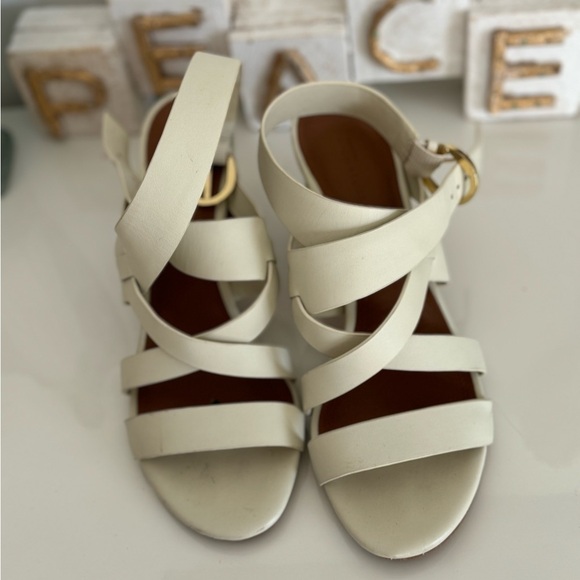 Nordstrom Strappy Leather Sandals with Wood Stack Heel - Size 8 - Picture 4 of 10